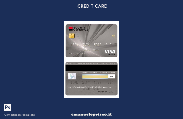 modello di carta platino per visto bancario Serbia Societe Generale in stile ver